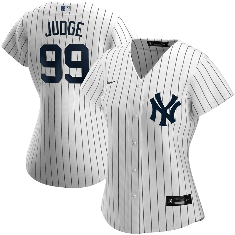 2020 MLB Women New York Yankees #99 Aaron Judge Nike White Home 2020 Replica Player Name Jersey 1